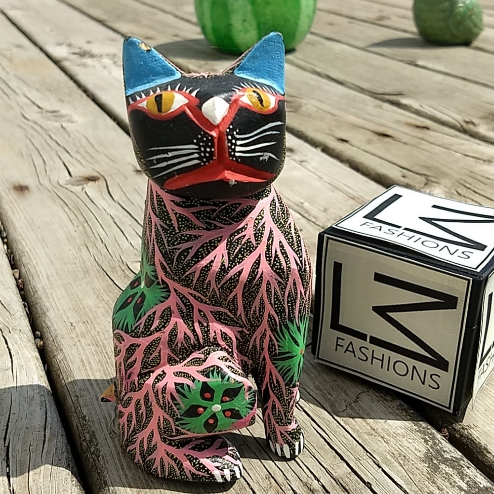 Francisco Melchor Oaxacan cat VTG 90s MEXICAN HANDMADE ART PIECE